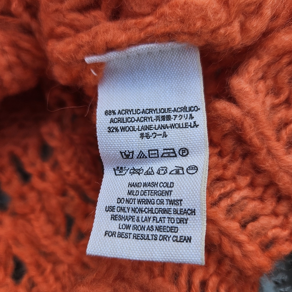 NWOT FREE PEOPLE Crashing Waves Knit Pullover in Orangy Red, XS - Picture 9 of 13
